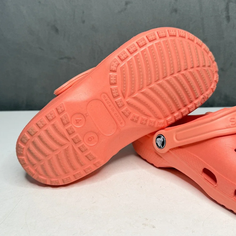 Crocs Classic Clogs Kids Size 4 Coral Peach Slip On Water Friendly Shoes